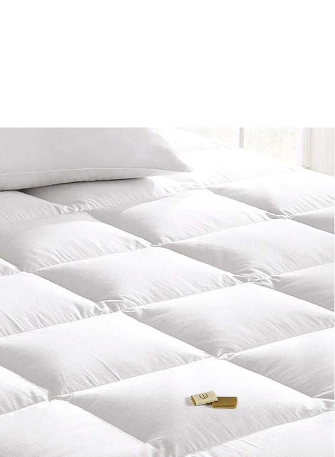 ريغال إن هاوس لباد مرتبة طبقة من القطن بحشوة مايكروفايبر 4 سم بإطار مطاط قطن أبيض 200x160سم - Image 2