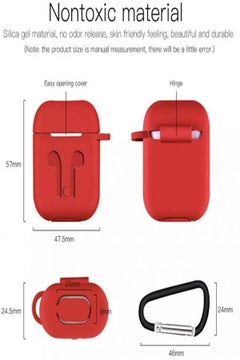 Generic Protective Carrying Case And Strap Holder For Apple AirPods Red  - Image 3