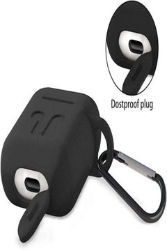 Generic Protective Carring Case With Carabiner For Apple AirPods Black  - Image 2