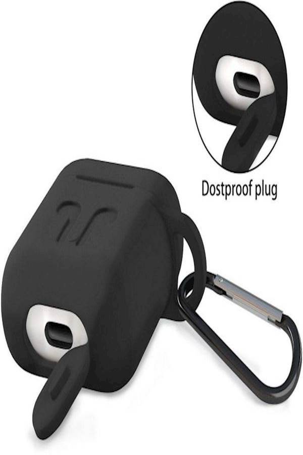 Generic Protective Carring Case With Carabiner For Apple AirPods Black  - Image 2