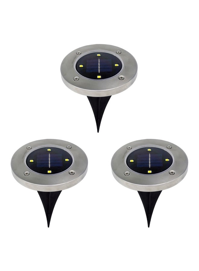 Voberry 3-Piece Outdoor Solar LED Spot Lamp Set Black/Silver 15x15x1cm - Image 1