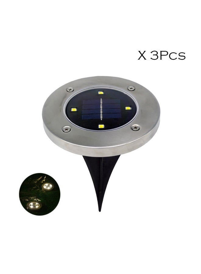 Voberry 3-Piece Outdoor Solar LED Spot Lamp Set Black/Silver 15x15x1cm - Image 3