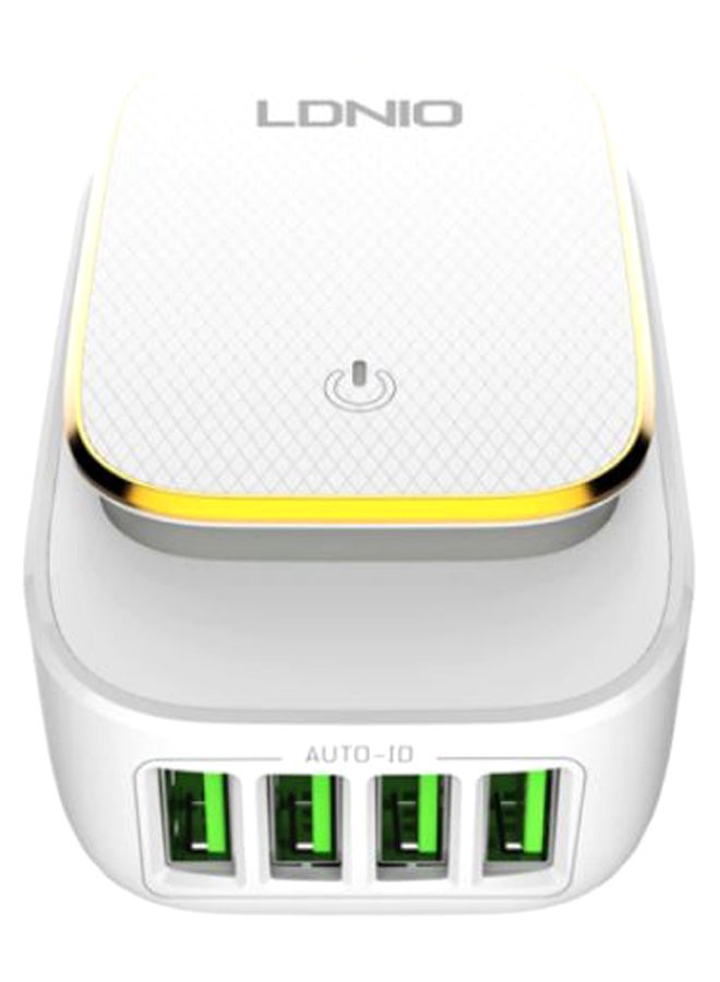A4405 LED Touch Lamp Adapter With Type-C Cable 4 USB Port White