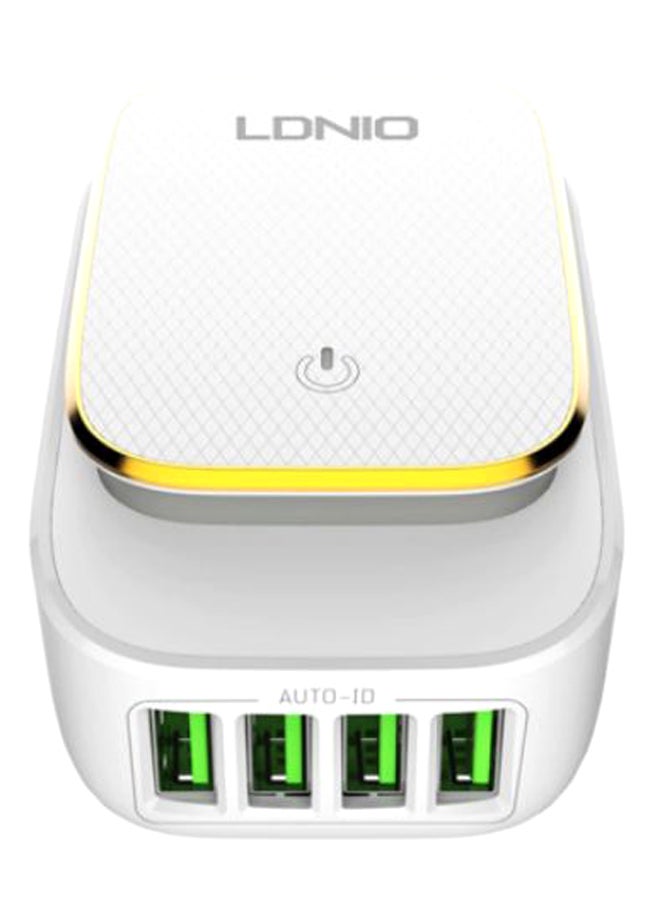 A4405 LED Touch Lamp Adapter With Type-C Cable 4 USB Port White