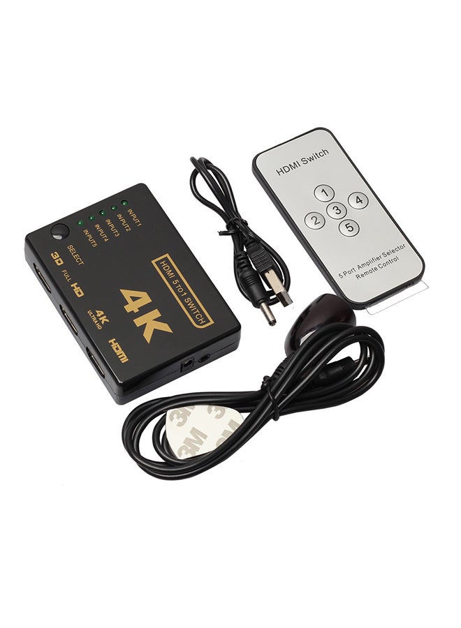 5-Port 4K HDMI Switcher Switch Black
