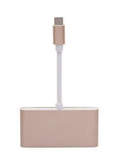 Type-C To Type-C And 3 USB Ports Hub Gold