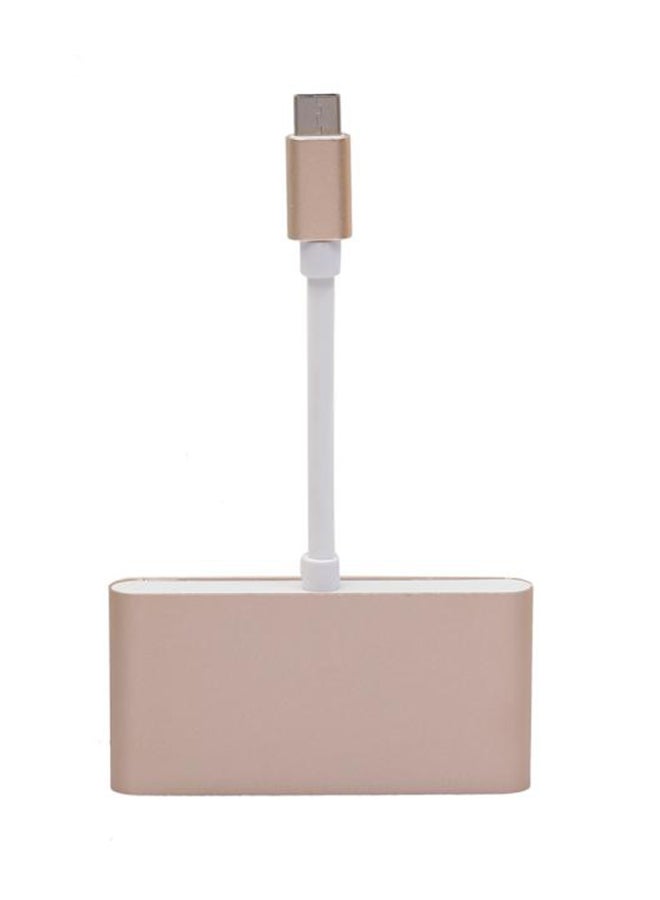 Generic - Type-C To Type-C And 3 USB Ports Hub Gold - Image 1