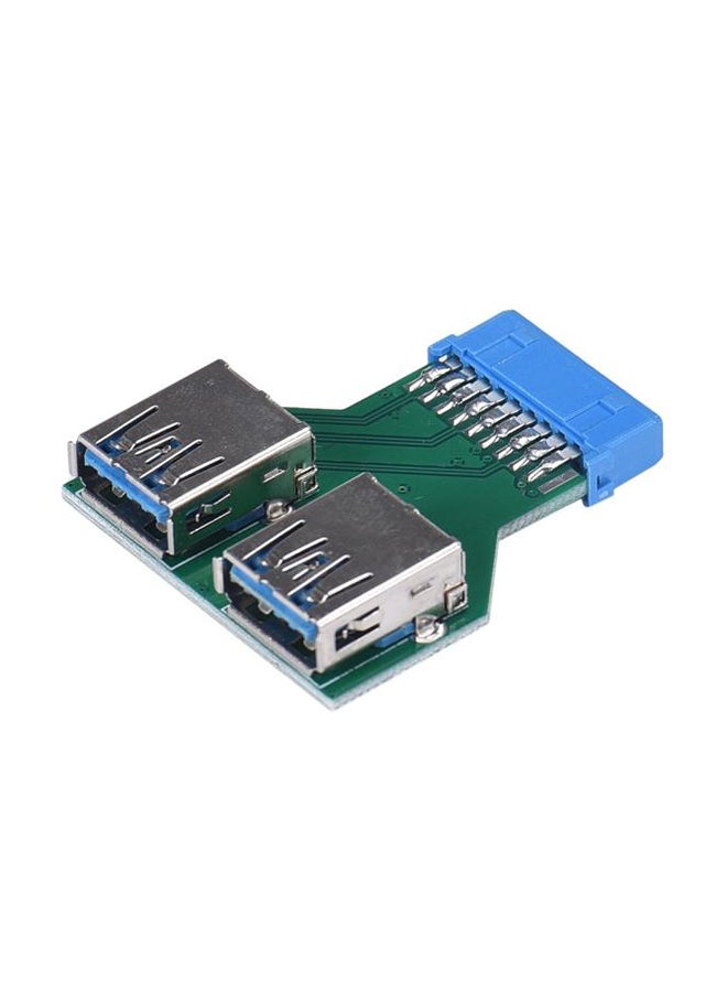 ماركة غير محددة محول موزع أنثى بمنفذين USB 3.0 A أخضر 