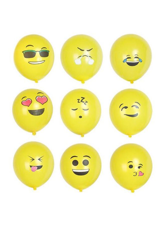 Sharpdo 12-Piece Smiley Latex Birthday Balloon Set X6C2 Yellow - Image 1