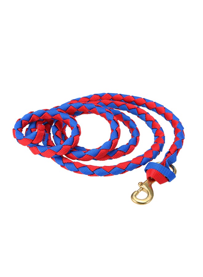 Braided Horse Leash With Brass Snap Red/Blue - Image 2
