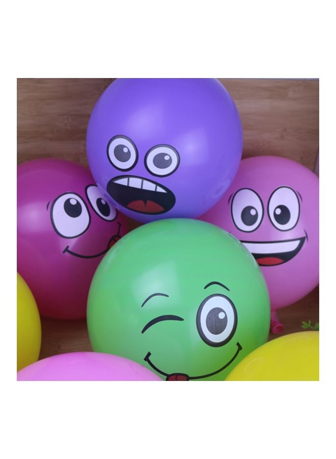 Generic - 10-Piece Cute Printed Big Eyes Emoji Smiley Face Latex Balloons - Image 1