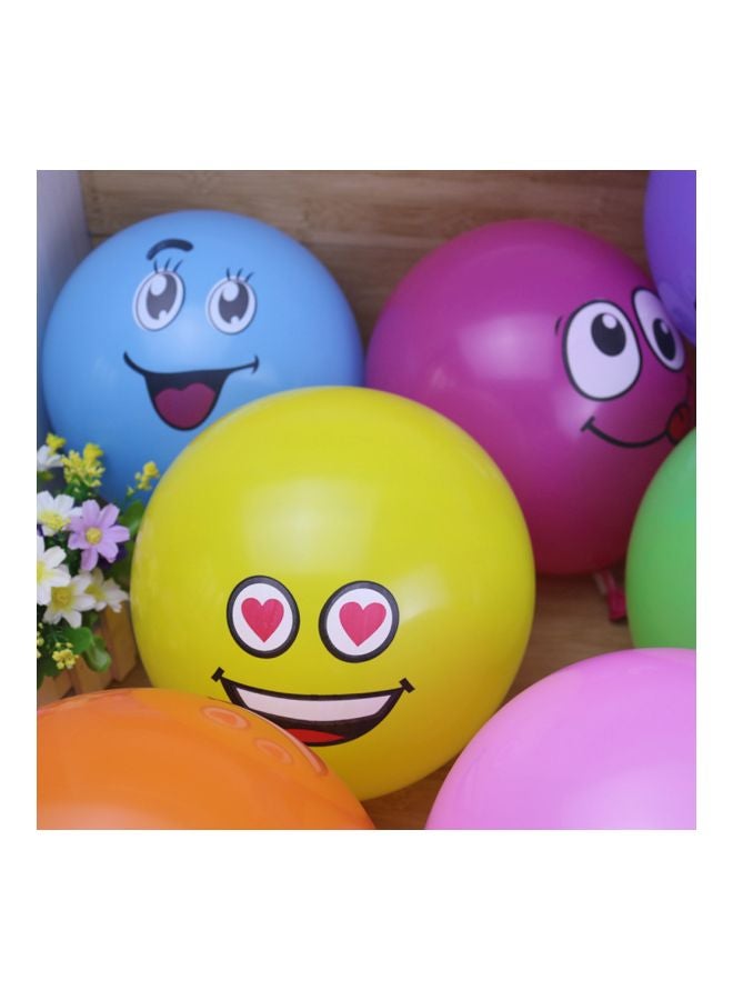 Generic - 10-Piece Cute Printed Big Eyes Emoji Smiley Face Latex Balloons - Image 1