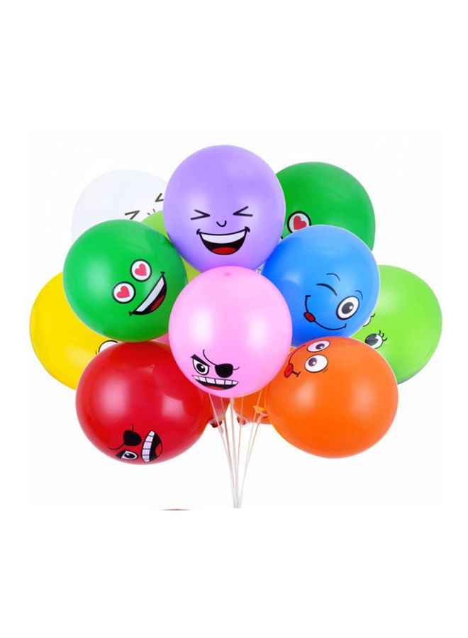Generic - 10-Piece Cute Printed Big Eyes Emoji Smiley Face Latex Balloons - Image 1