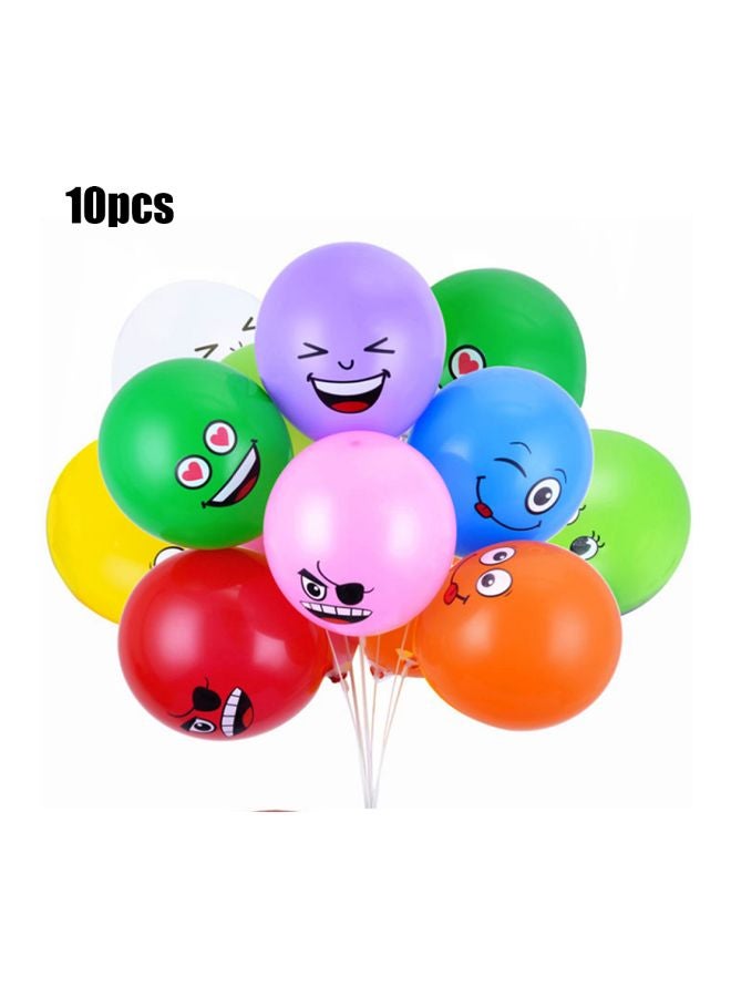 Generic - 10-Piece Cute Printed Big Eyes Emoji Smiley Face Latex Balloons - Image 1