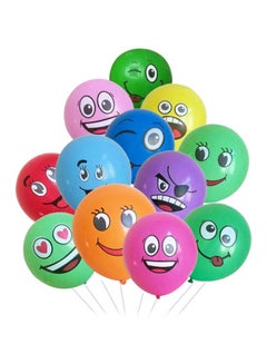 10-Piece Cute Printed Big Eyes Emoji Smiley Face Latex Balloons