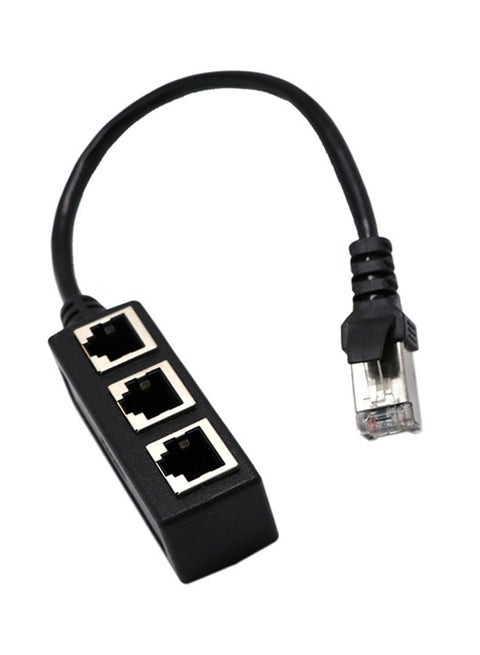 RJ45 1 To 3 Ethernet LAN Network Cable Splitter 3 Way Extender Adapter Connector Black