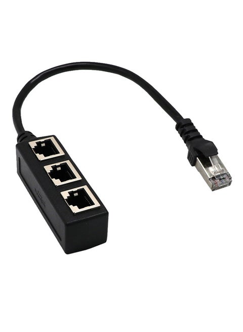 RJ45 1 To 3 Ethernet LAN Network Cable Splitter 3 Way Extender Adapter Connector Black