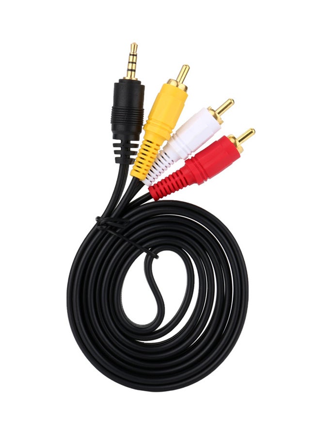 كابل مقبس قياس 3.5 مم إلى 3 منافذ Rca ذكر طول 1.5 متر أسود