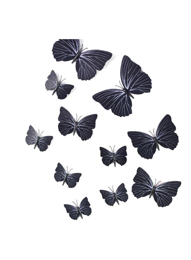 Sharpdo 12-Piece 3D Butterfly Sticker Set Black