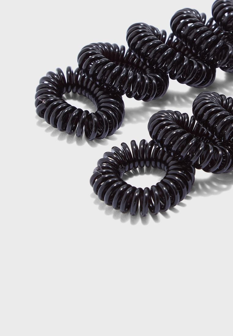 PIECES Spiral Elastic Hair Bands Black - Image 2