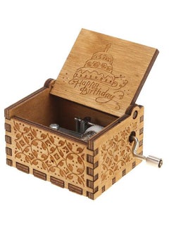 Sharpdo Antique Carved Hand Crank Music Box Birthday Gift Brown 9*5.5*4.5centimeter  - Image 2