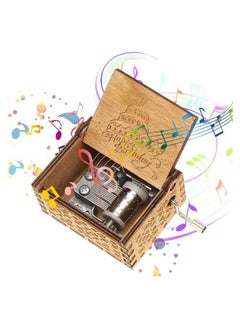 Sharpdo Antique Carved Hand Crank Music Box Birthday Gift Brown 9*5.5*4.5centimeter  - Image 4