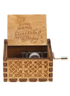 Sharpdo Antique Carved Hand Crank Music Box Birthday Gift Brown 9*5.5*4.5centimeter  - Image 1