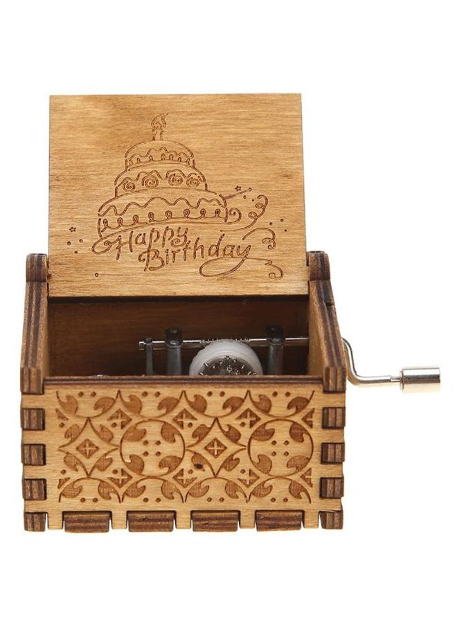 Sharpdo Antique Carved Hand Crank Music Box Birthday Gift Brown 9*5.5*4.5centimeter  - Image 1