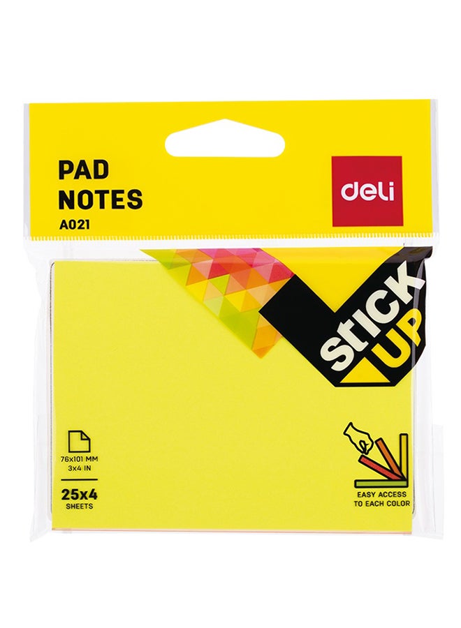 ديلي عبوة مكونة من 12 قطعة من أوراق ملاحظات لاصقة، كل قطعة تحتوي على 25 ورقة أصفر
