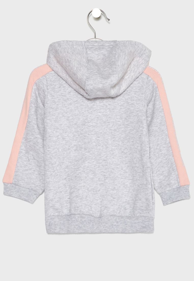 Adidas - Infant Striped Pattern Hoodie And Jogger Set Grey/Peach - Image 1