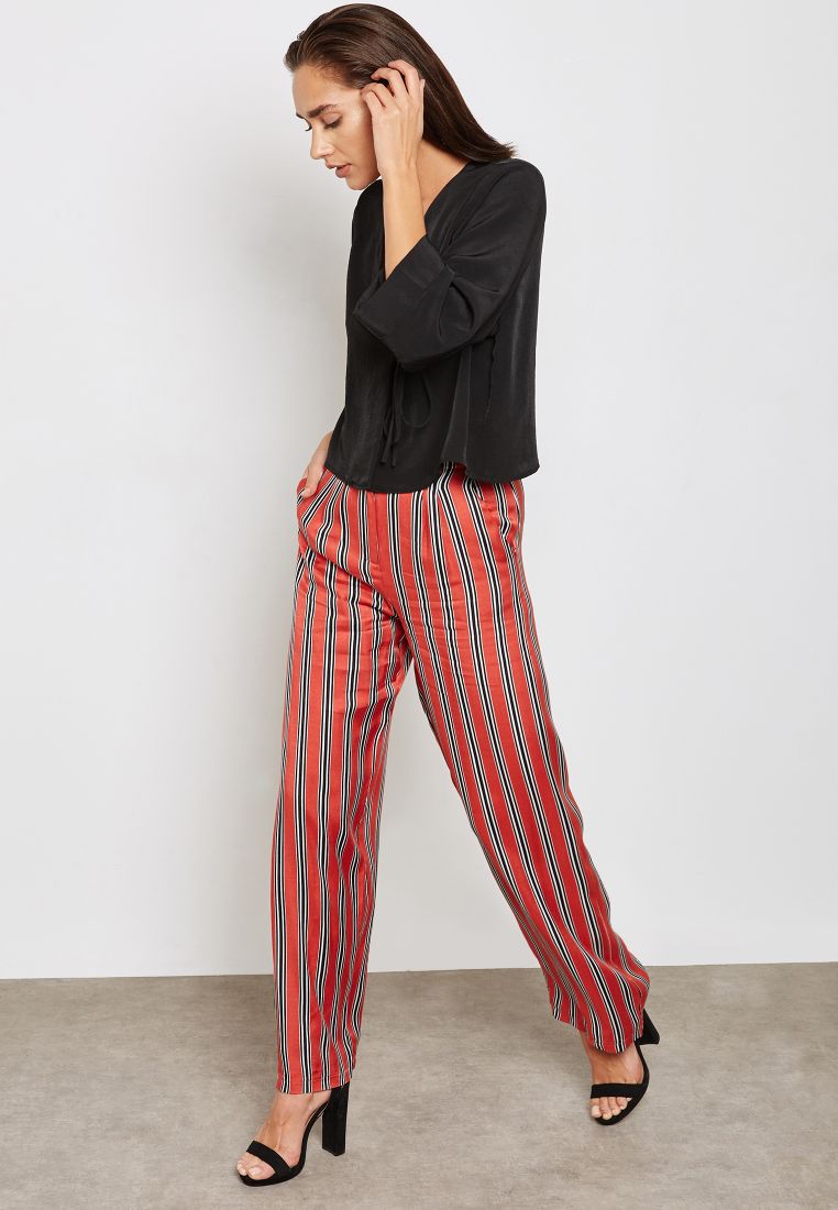 TOPSHOP - Wide Leg Striped Pants Multicolour - Image 1