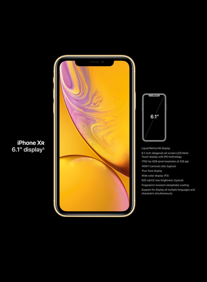 أبل - هاتف آيفون XR بتطبيق فيس تايم، لون أصفر وذاكرة داخلية سعة 128 جيجابايت ومزود بتقنية 4G LTE - منطقة الشرق الأوسط - Image 1