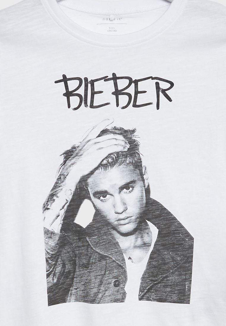 NAME IT - Justin Bieber T-Shirt White - Image 1