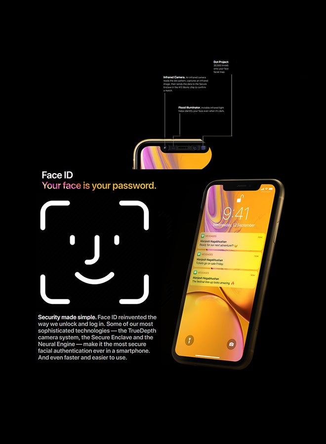أبل - هاتف آيفون XR بتطبيق فيس تايم، لون أصفر وذاكرة داخلية سعة 128 جيجابايت ومزود بتقنية 4G LTE - منطقة الشرق الأوسط - Image 1