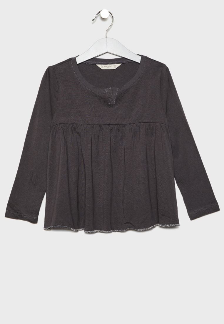 MANGO Little Ana Round Neck T-Shirt Grey  - Image 1