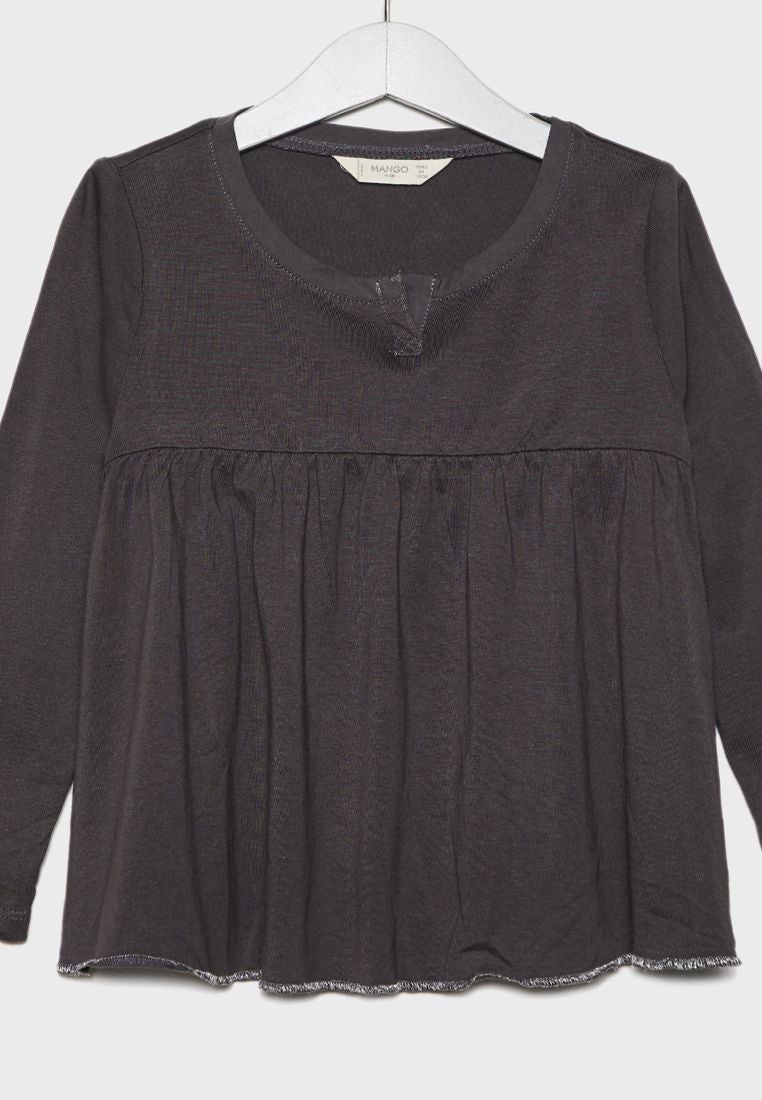 MANGO Little Ana Round Neck T-Shirt Grey  - Image 3