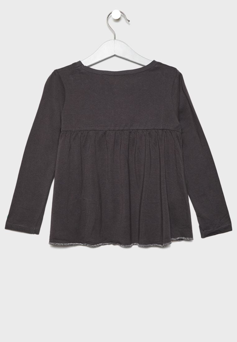 MANGO Little Ana Round Neck T-Shirt Grey  - Image 2