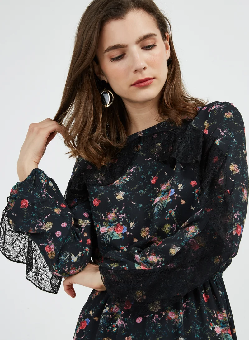 Stock Floral Lace Dress Multicolour