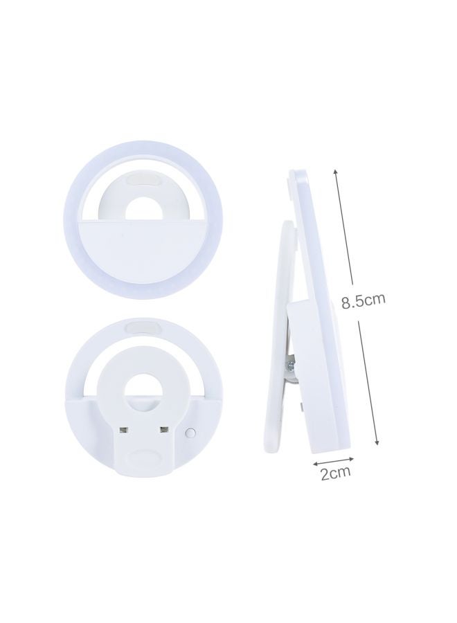 LED Selfie Ring Light Clip On For Smartphones White  - Image 3
