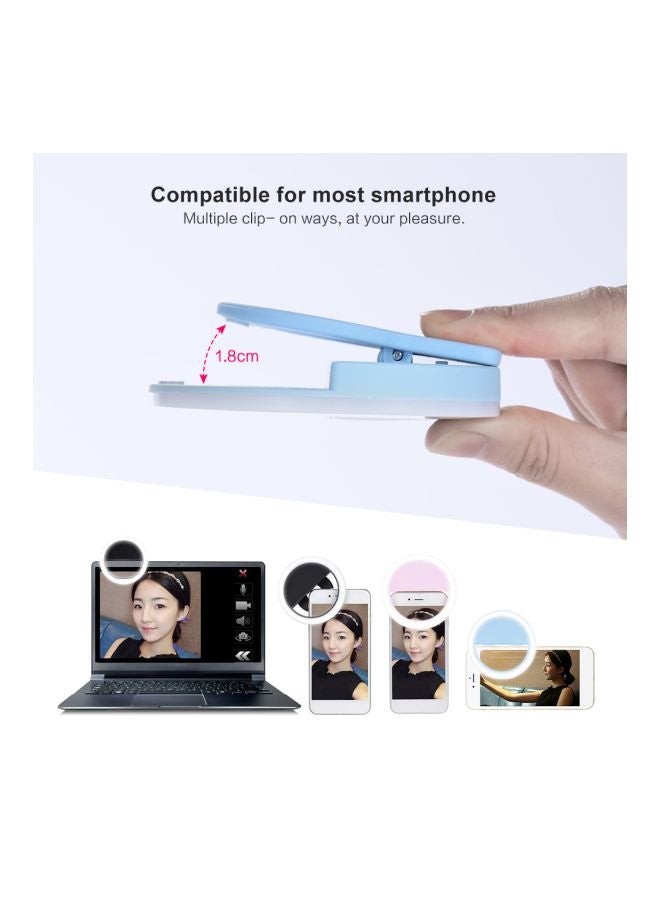 LED Selfie Ring Light Clip On For Smartphones White  - Image 4