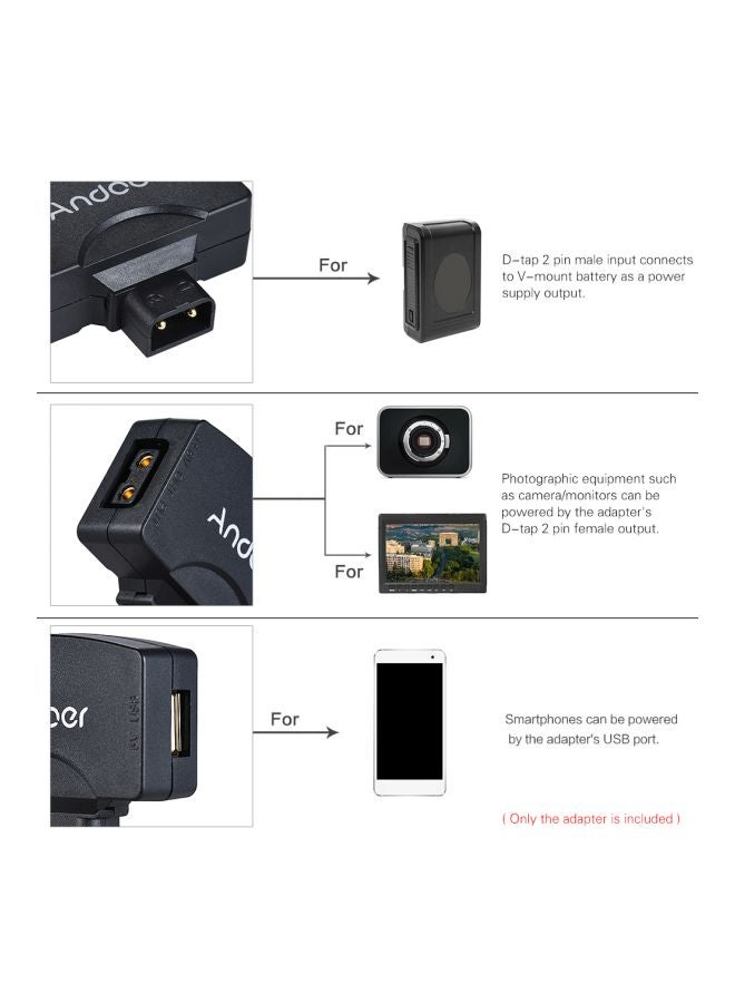 أندوير محول من D-Tap إلى 5V USB أسود - Image 4