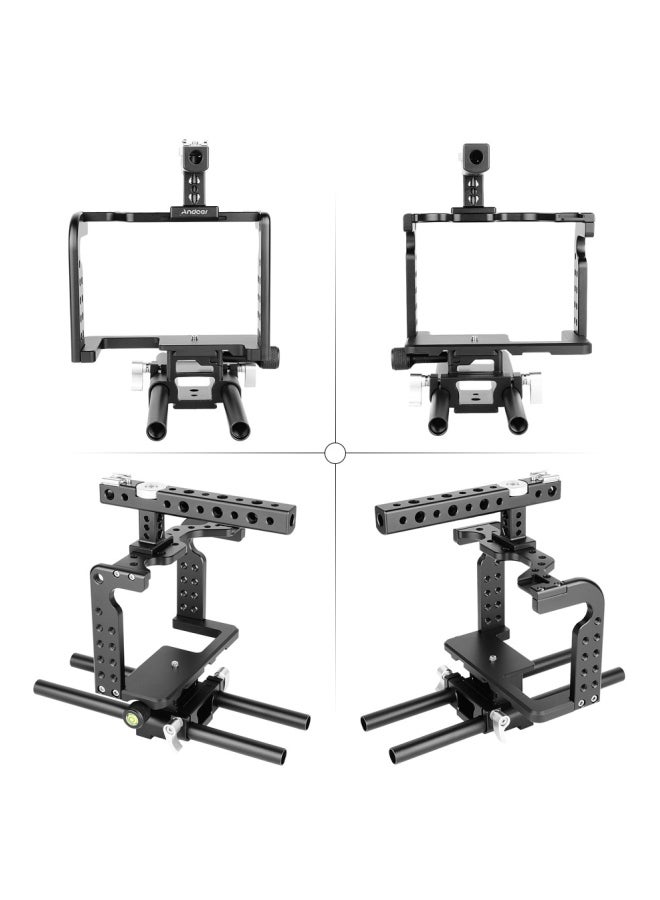 ANDOER Video Camera Cage Rig Stabilizer With Top Handle Baseplate For Panasonic GH5/GH4 Black  - Image 3