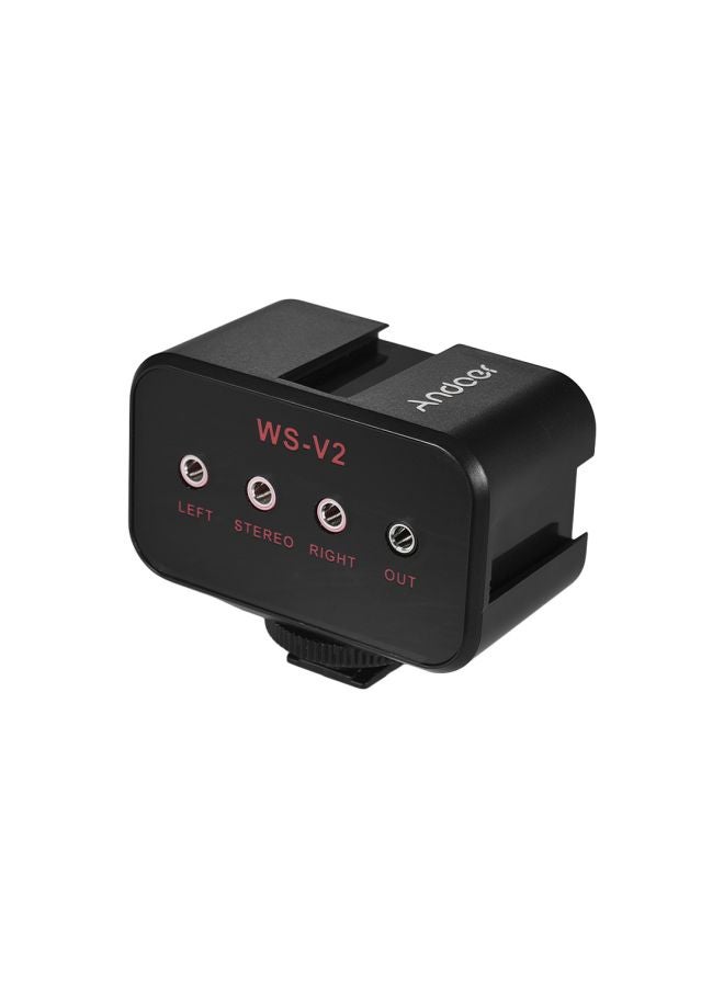 ANDOER Dual-Channel Microphone Adapter With Cold Shoe Mounting Hub D57051 Black/Red  - Image 2