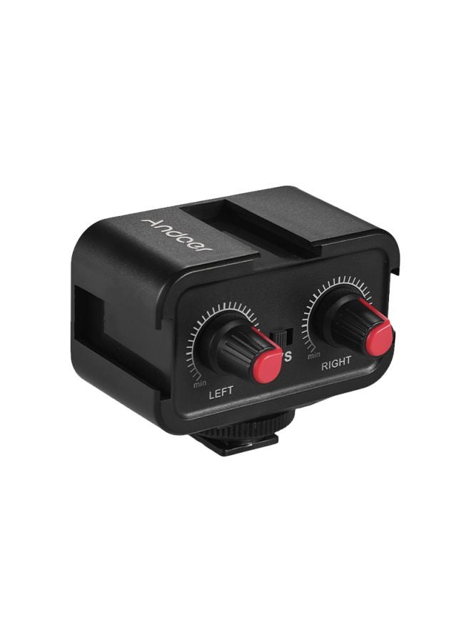 ANDOER Dual-Channel Microphone Adapter With Cold Shoe Mounting Hub D57051 Black/Red  - Image 1