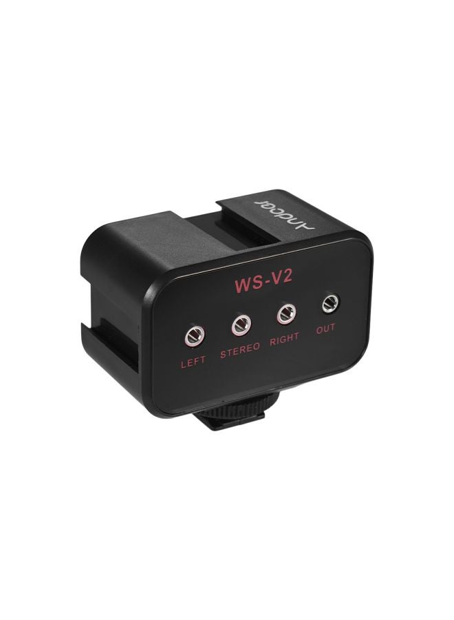 ANDOER Dual-Channel Microphone Adapter With Cold Shoe Mounting Hub D57051 Black/Red  - Image 4