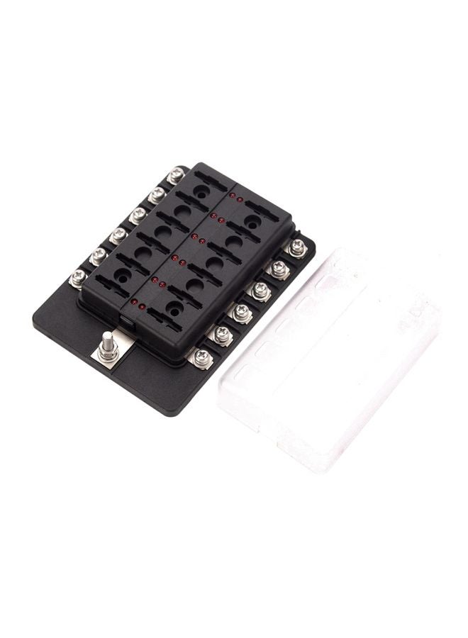 12 Way Blade Fuse Box Holder Black/Silver - Image 1