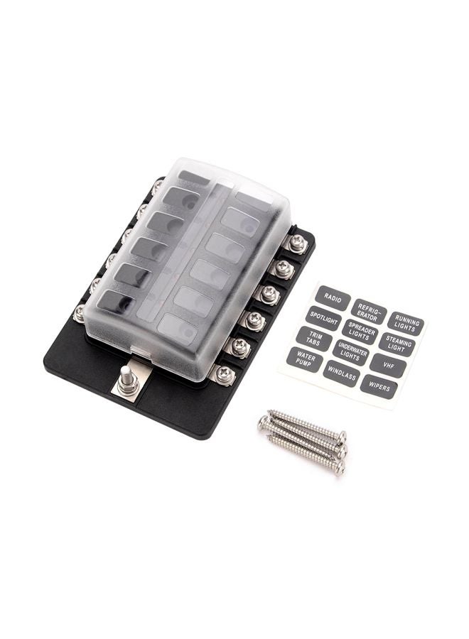 12 Way Blade Fuse Box Holder Black/Silver - Image 3