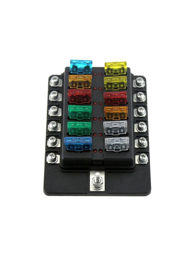 12 Way Blade Fuse Box Holder Black/Silver - Image 2