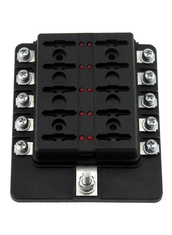 Generic 10 Way Blade Fuse Box Holder Black/Silver  - Image 1