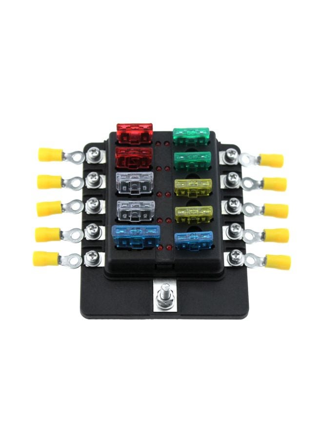 Generic 10 Way Blade Fuse Box Holder Black/Silver  - Image 2